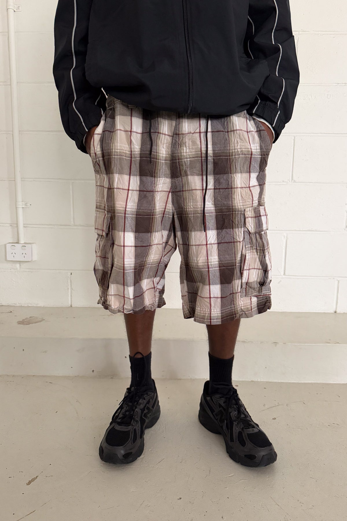 Brown plaid jorts ★ one size adjustable waist