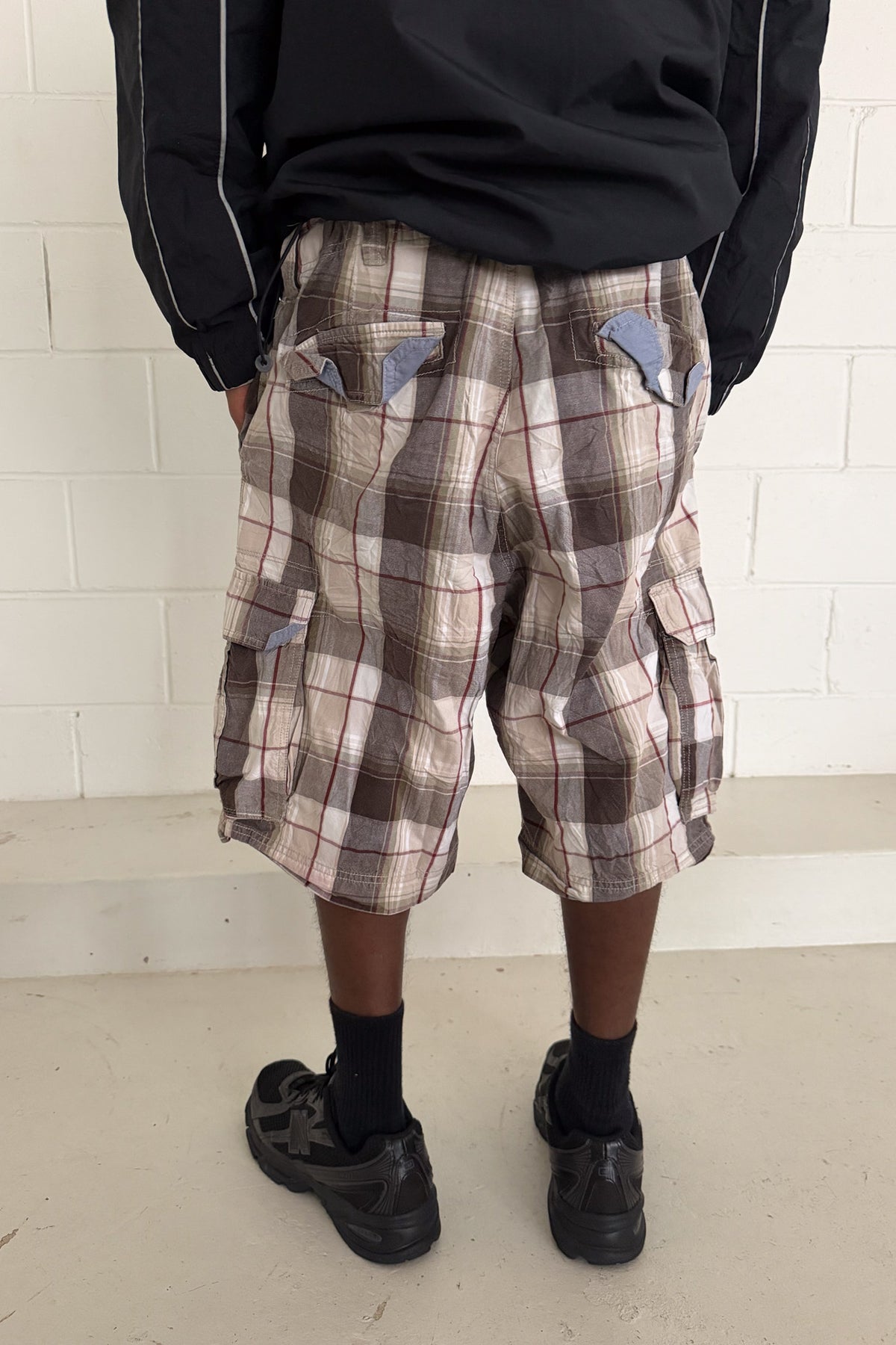 Brown plaid jorts ★ one size adjustable waist