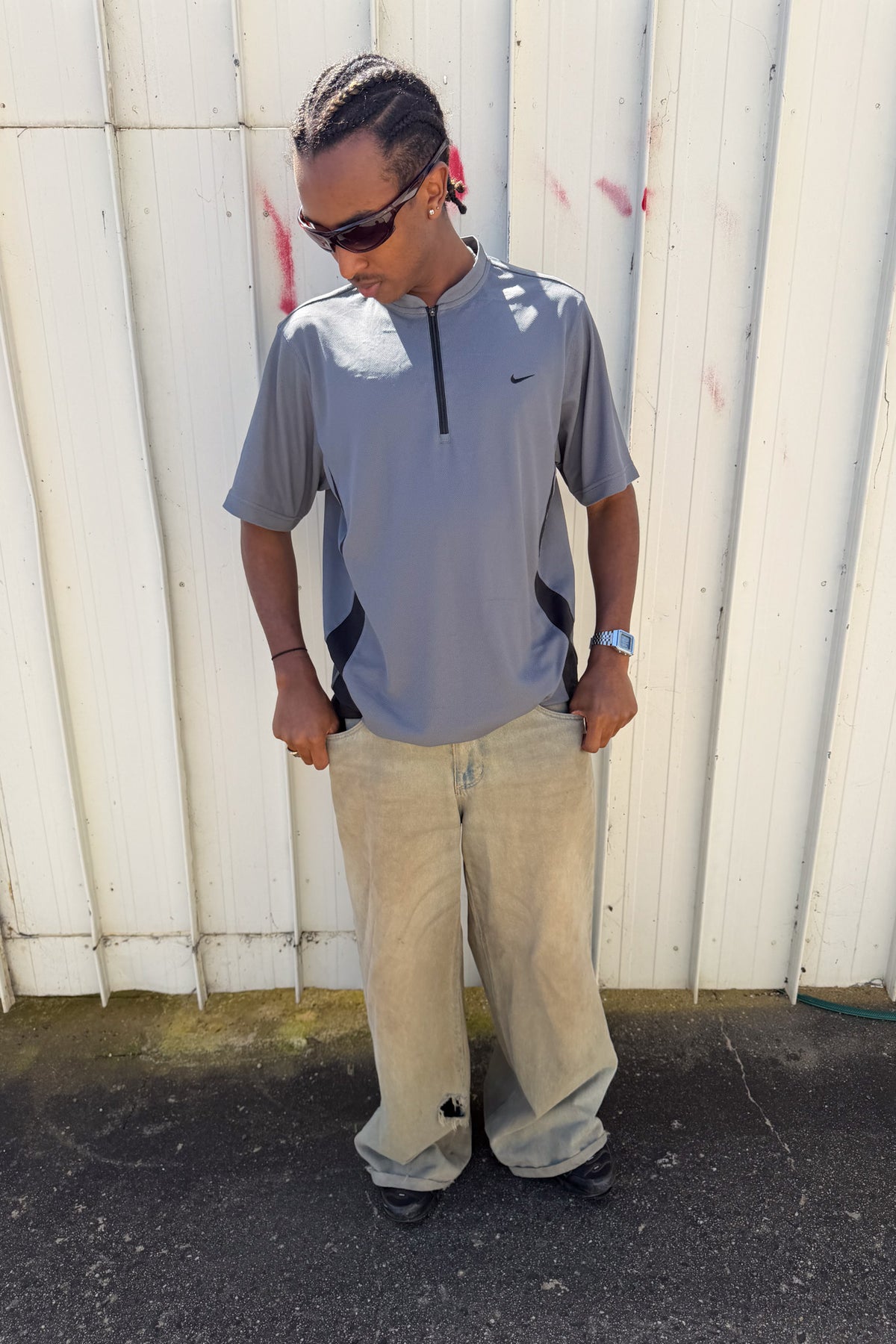 NIKE grey quarter-zip  ★ Size labelled large