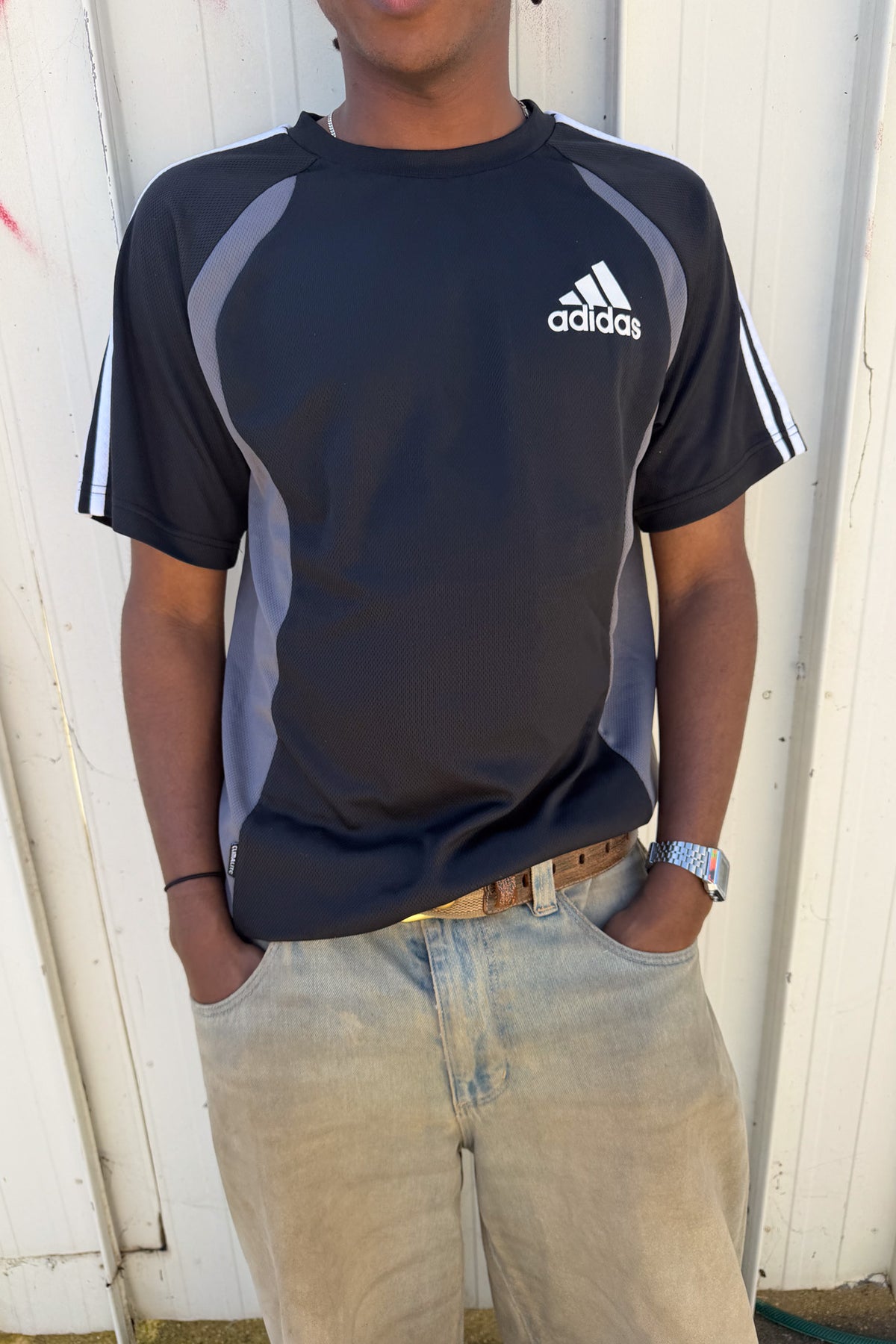 ADIDAS black & grey tee ★ Size labelled large