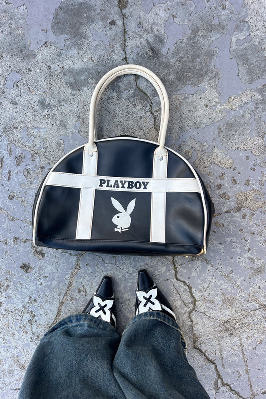 PLAYBOY black + white bowling bag ★