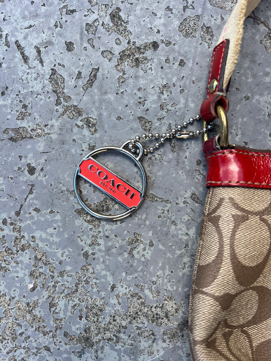 COACH red + monogram hand bag ★