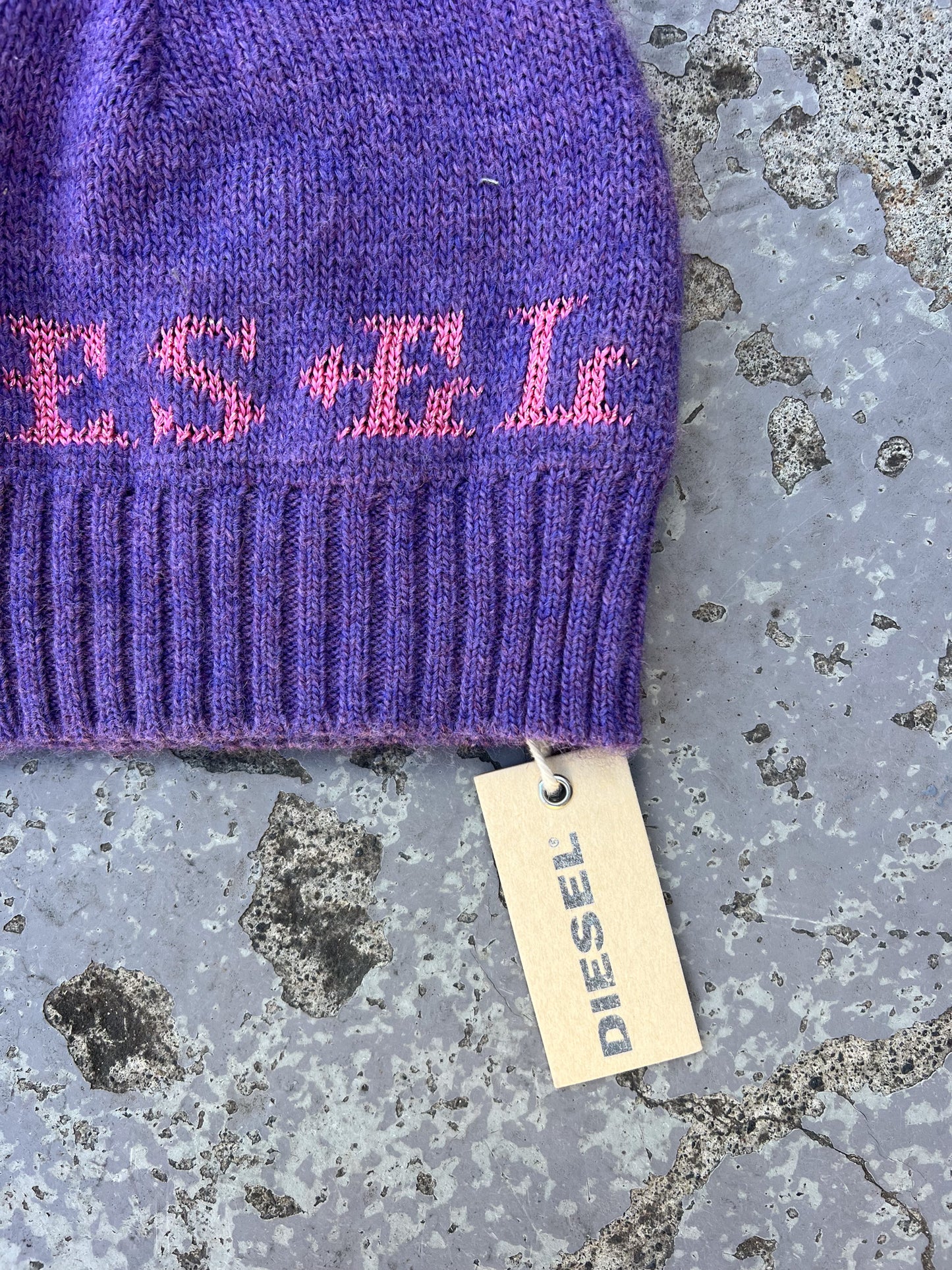 DIESEL pink + purple y2k beanie ★ ONE SIZE