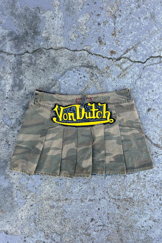 VONDUTCH spellout camo micro skirt ★ Size estimated small