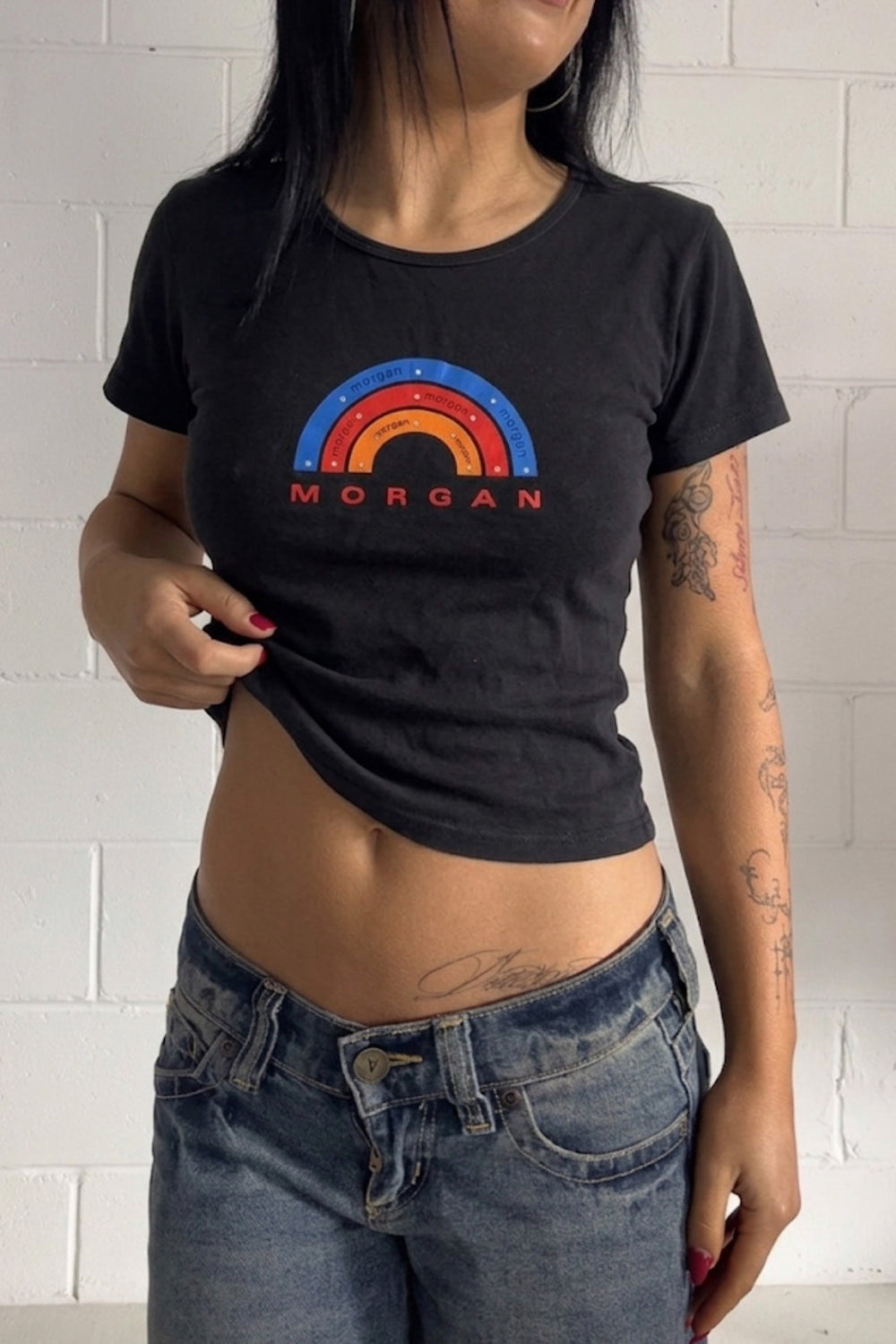 MORGAN DE TOI black "rainbow" tee  ★ Size labelled large
