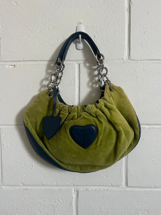 JUICY COUTRE green + navy velour bubble bag ★ RARE