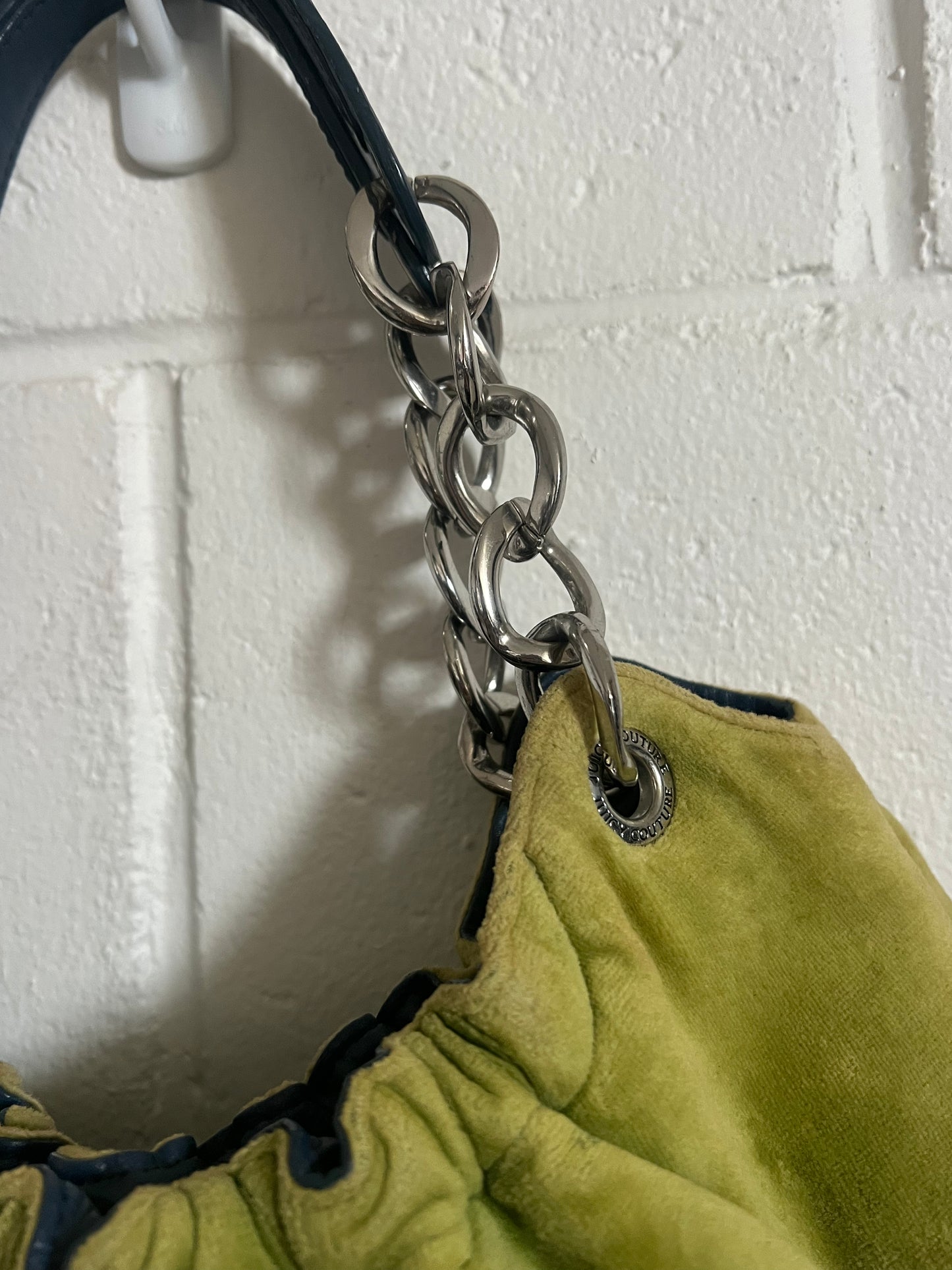 JUICY COUTRE green + navy velour bubble bag ★ RARE