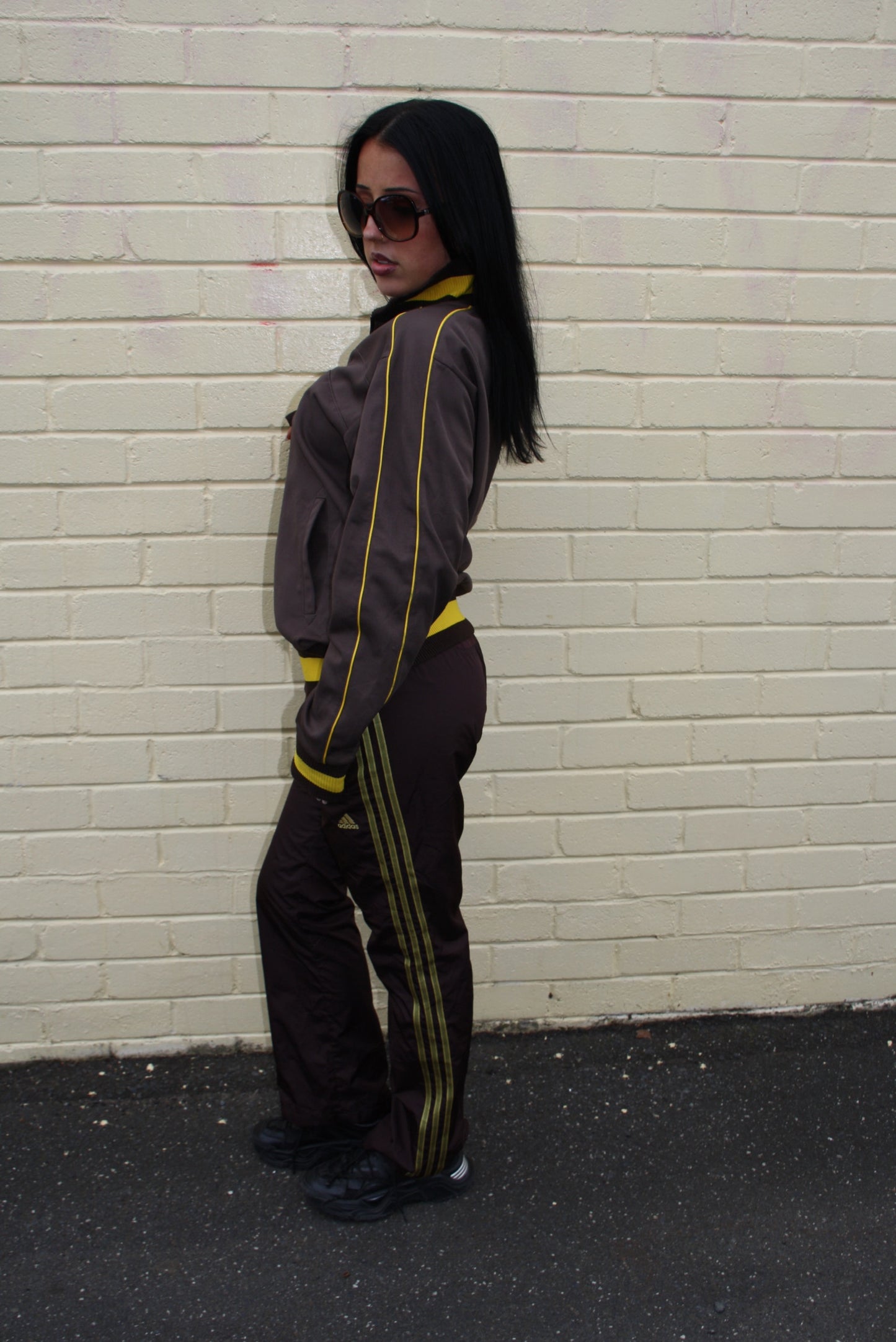 PUMA brown + yellow track jacket ★ Size Est small