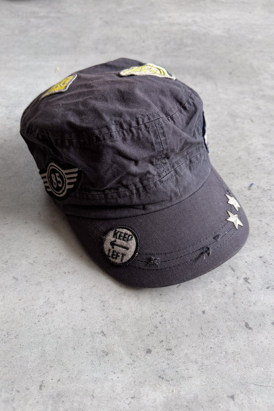 Black patchwork cadet hat