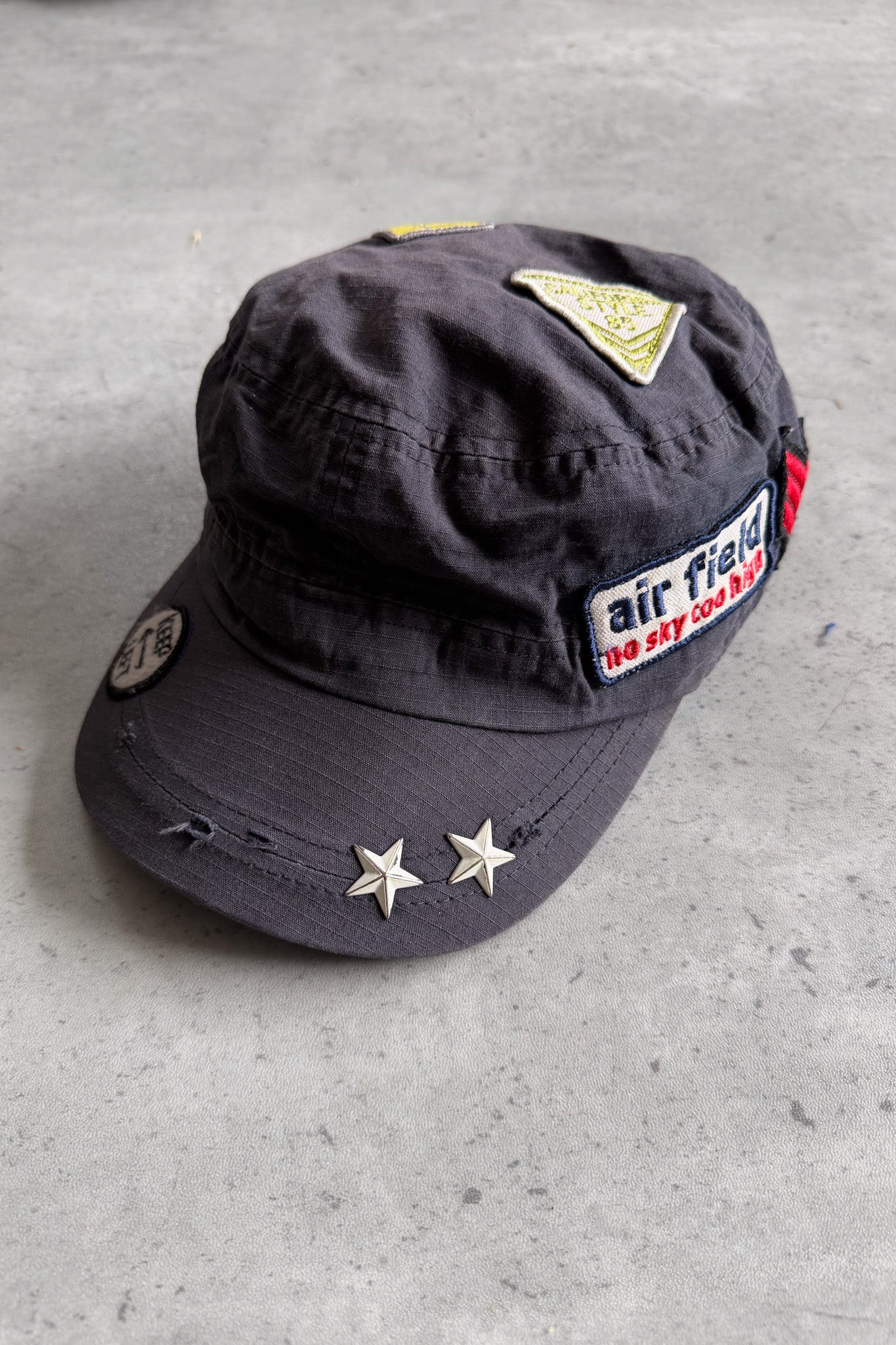 Black patchwork cadet hat