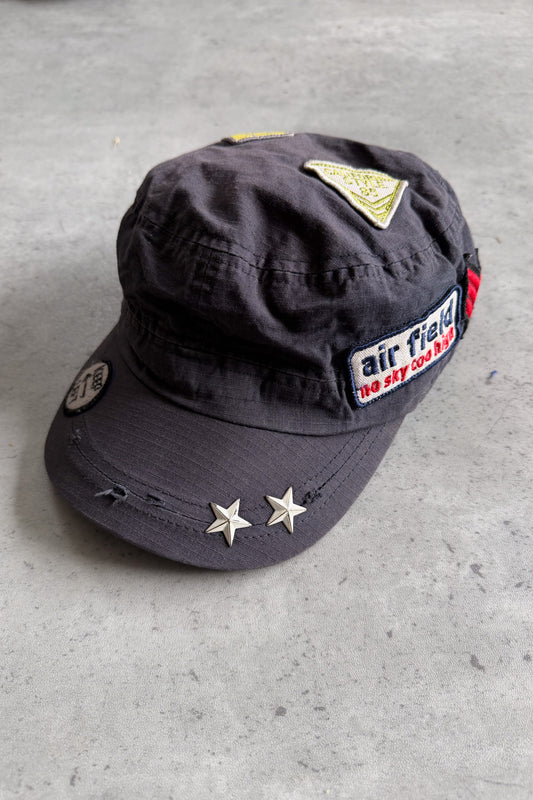 Black patchwork cadet hat