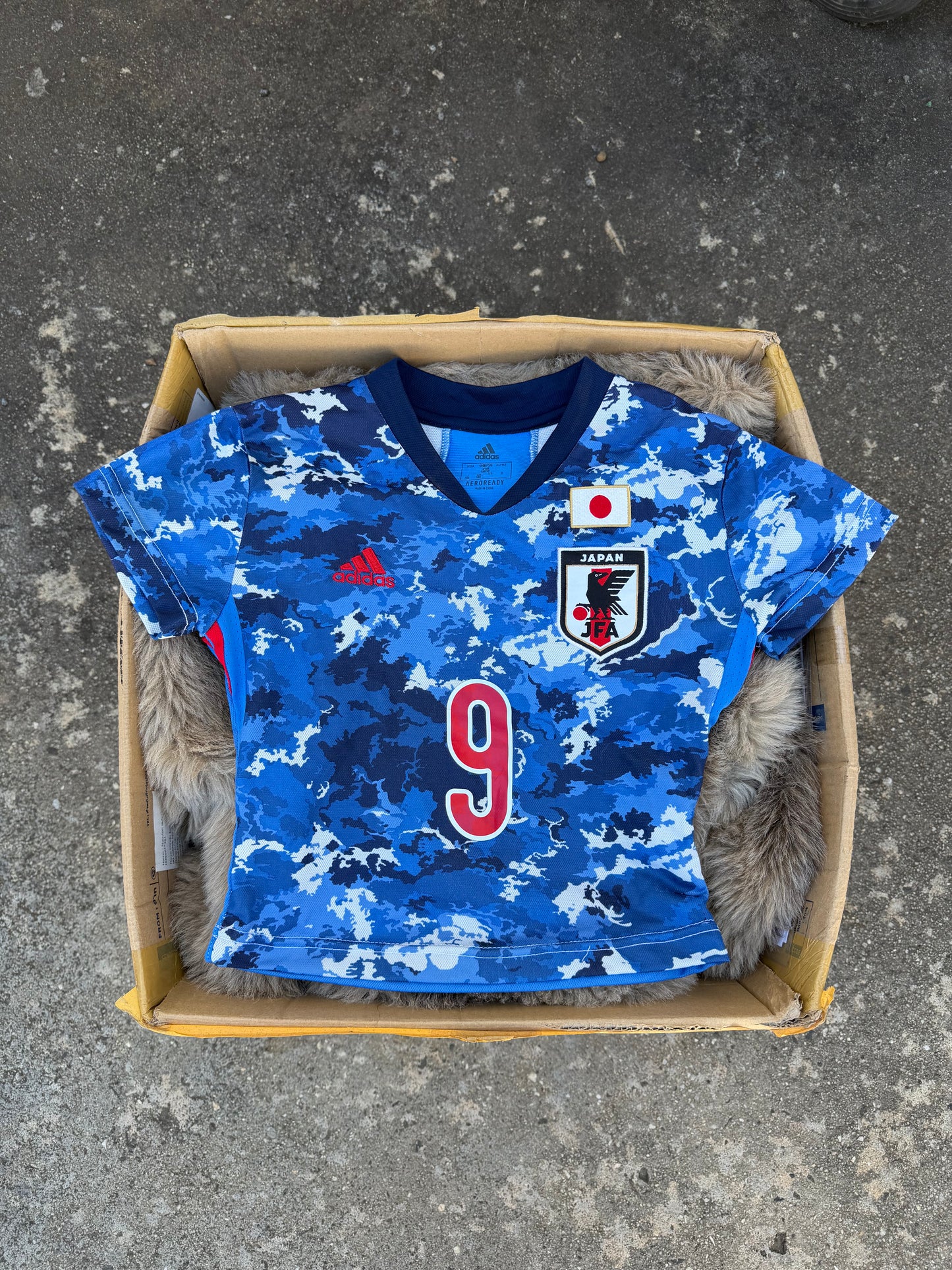 ADDIDAS blue camo cropped jersey★ Size estimated XS