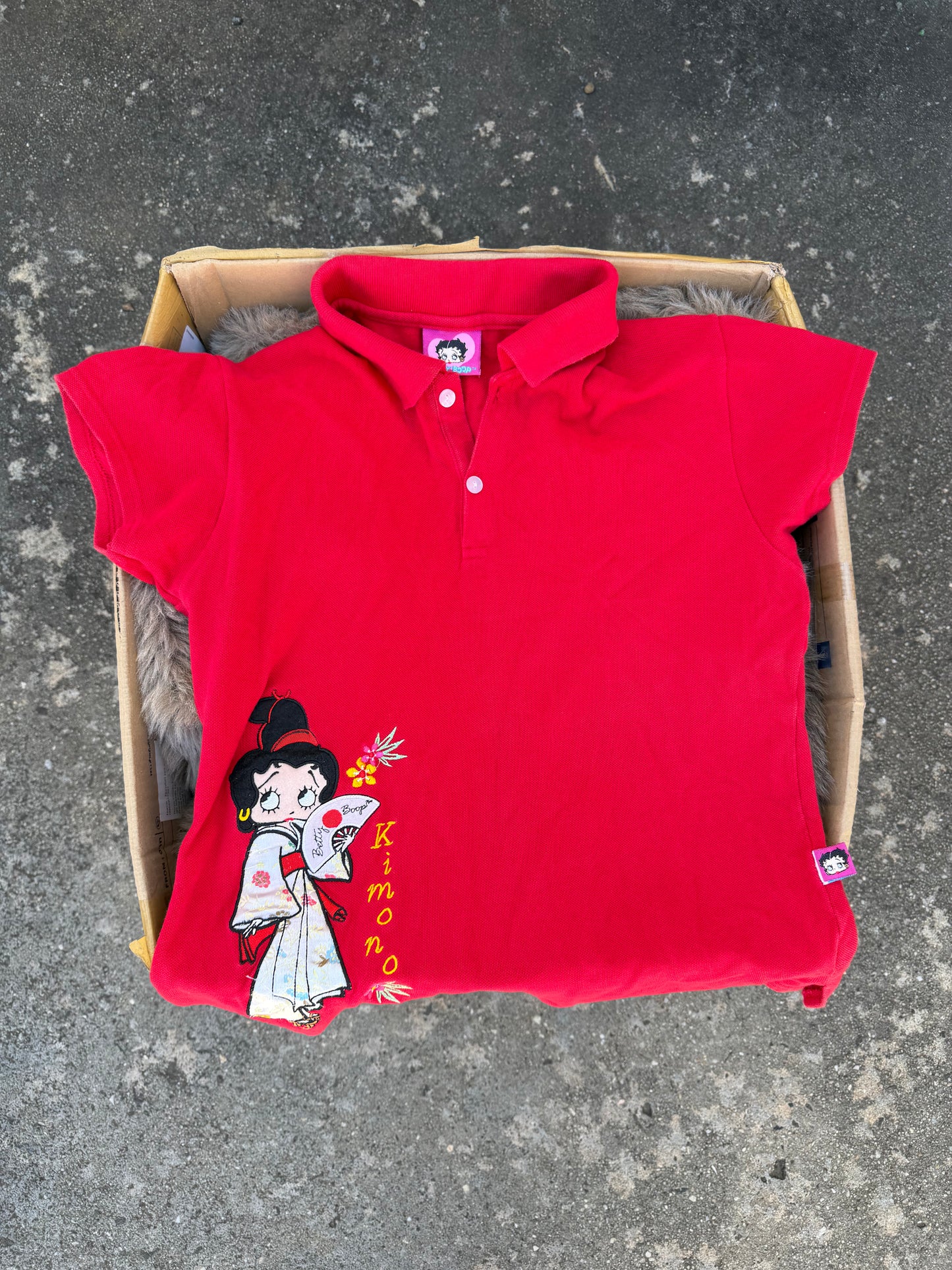 BETTY BOOP red collared tee ★  Size est small