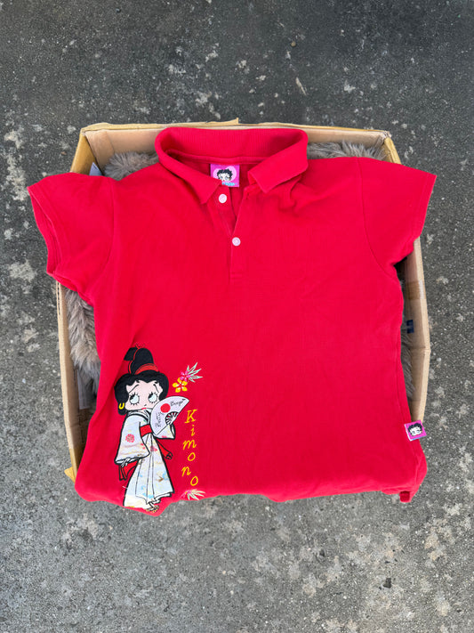 BETTY BOOP red collared tee ★  Size est small