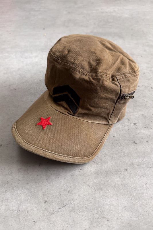 Khaki red star cadet hat
