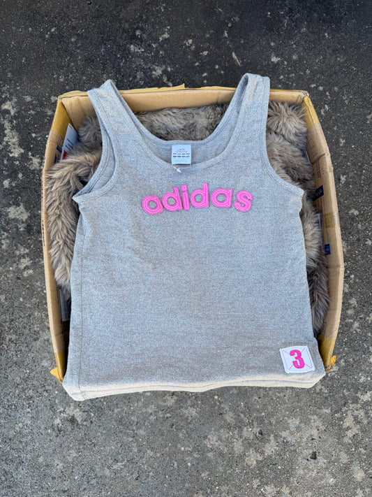 ADIDAS grey + pink tank ★ Size labelled medium