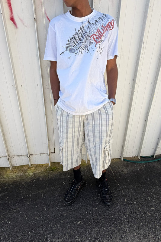 White & navy plaid jorts ★ one size adjustable waist