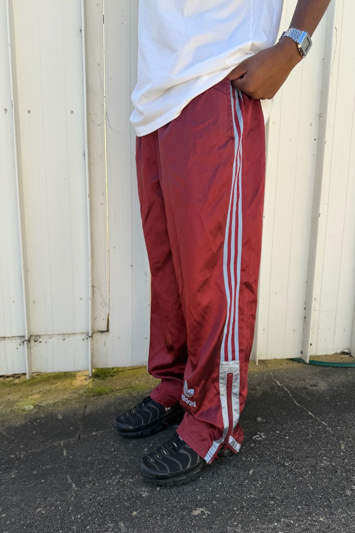 ADIDAS burgundy & baby blue trackpants ★ Size small