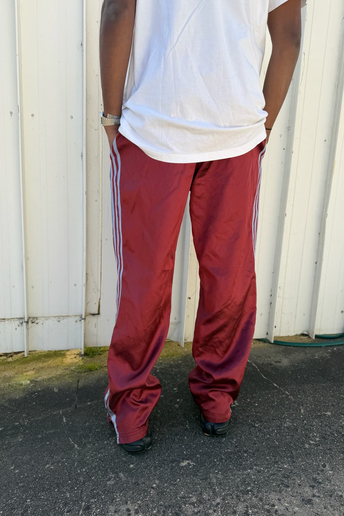 ADIDAS burgundy & baby blue trackpants ★ Size small