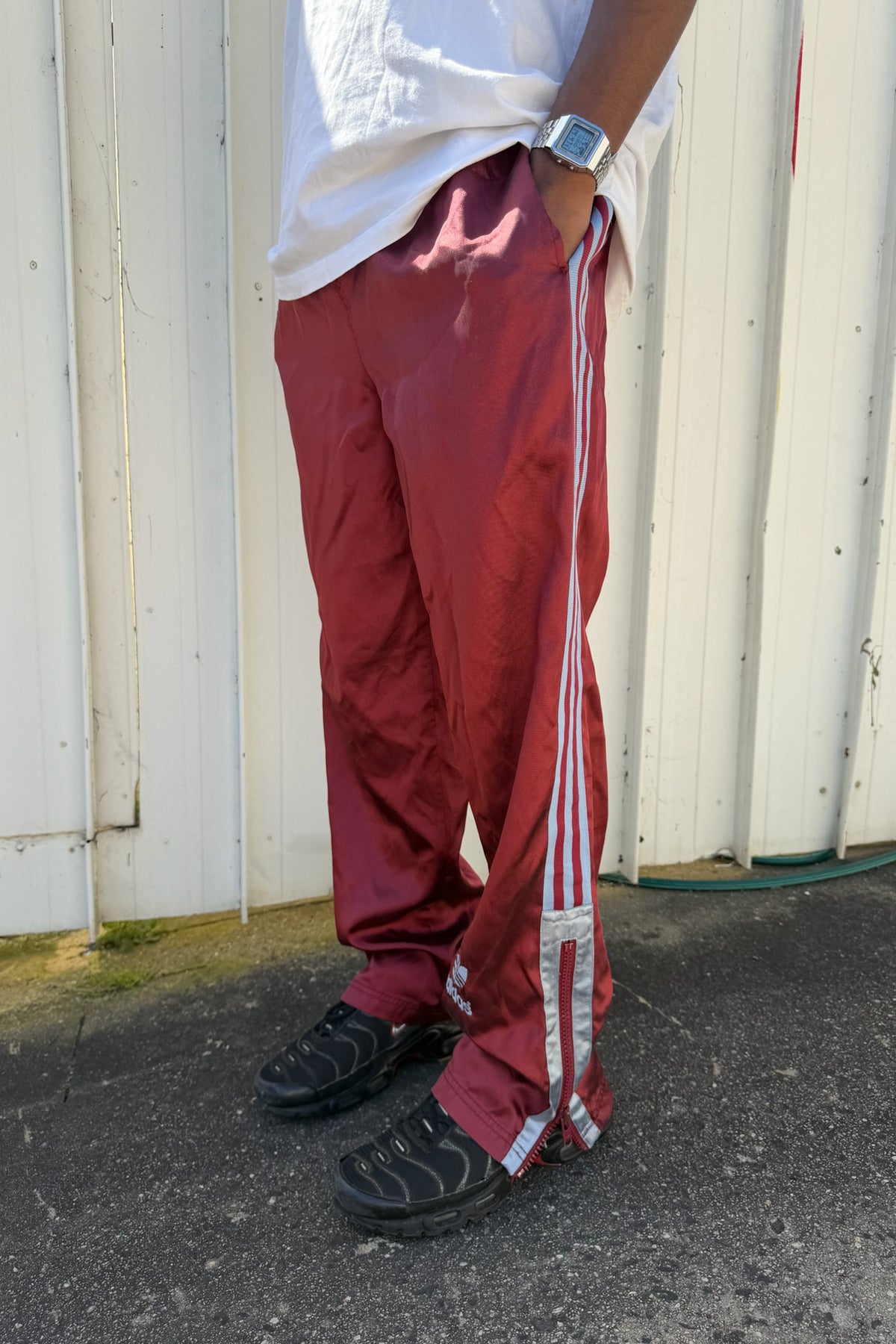 ADIDAS burgundy & baby blue trackpants ★ Size small