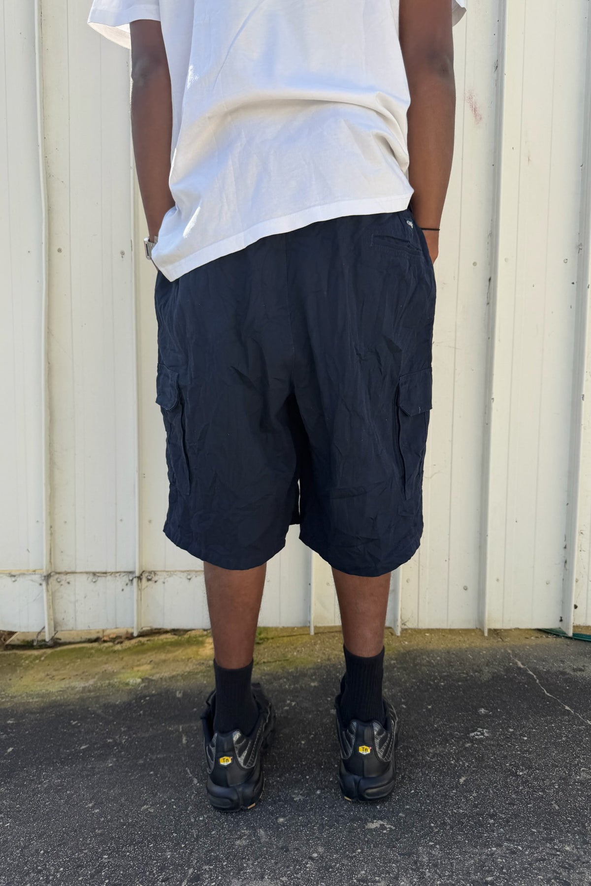 Navy plain jorts ★ one size adjustable waist