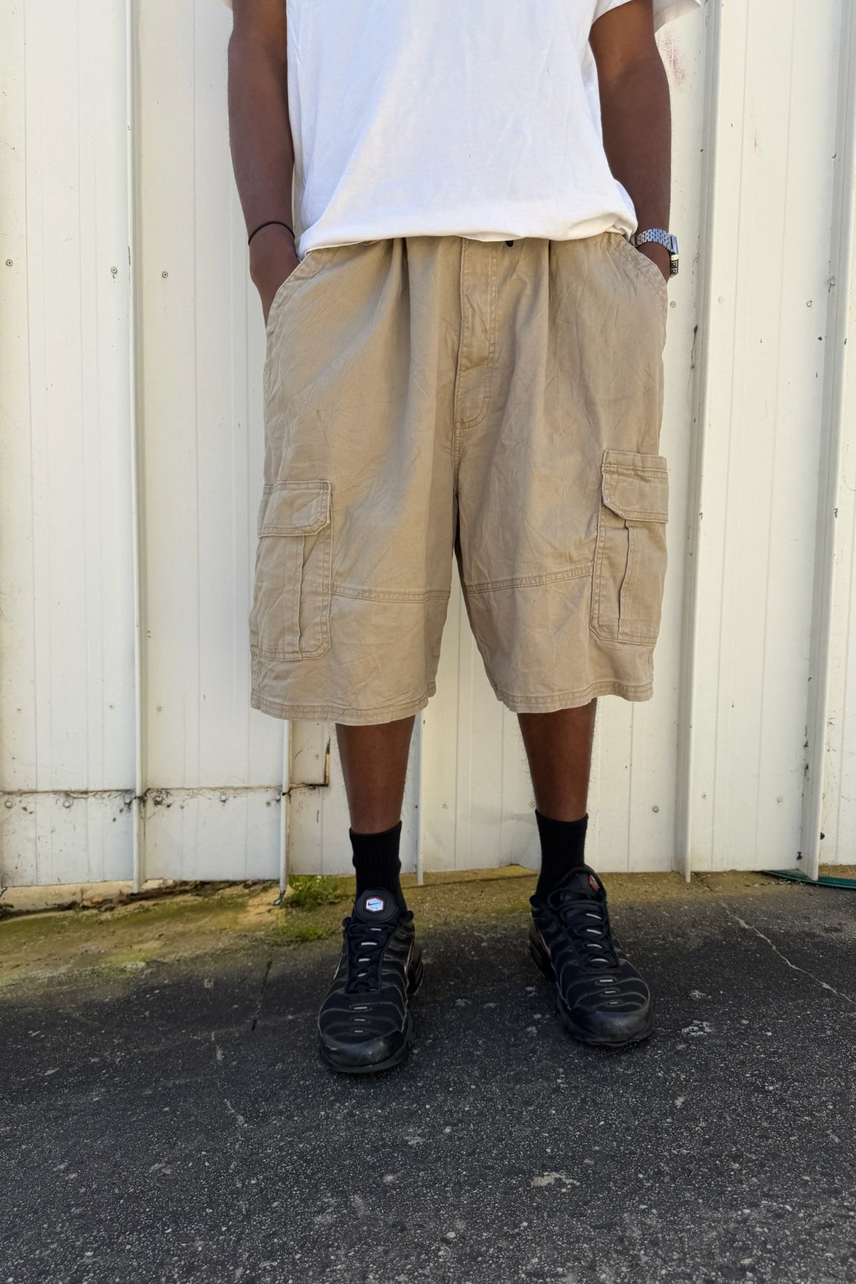 Biege plain jorts ★ one size adjustable waist