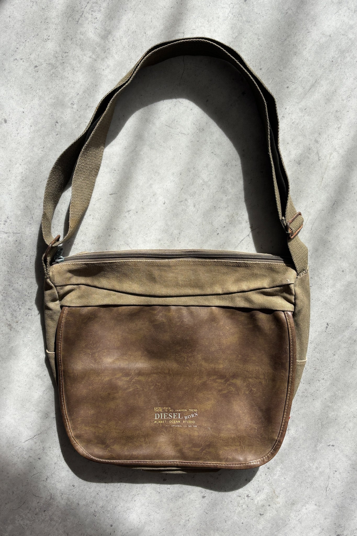 DIESEL leather khaki satchel bag ★