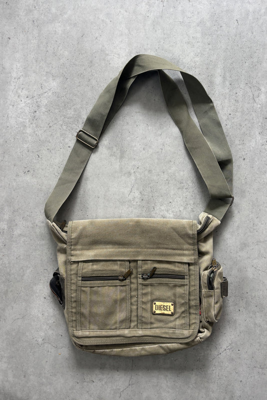 DIESEL khaki double zip satchel bag ★