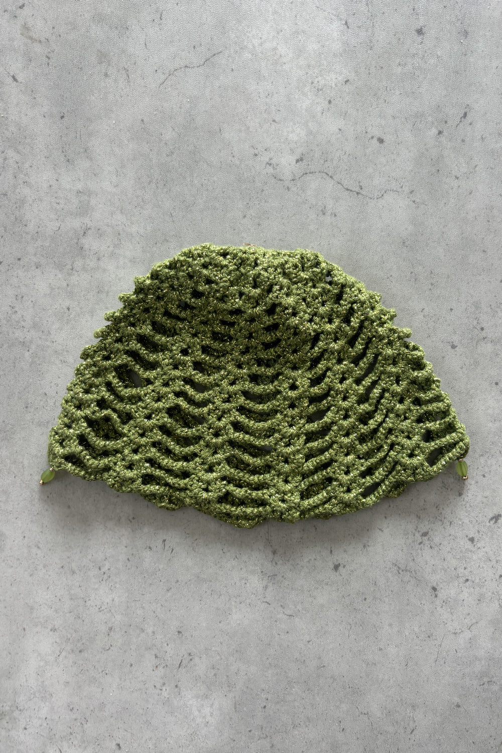 HANDMADE green sparkly crotchet skull cap ★ One size