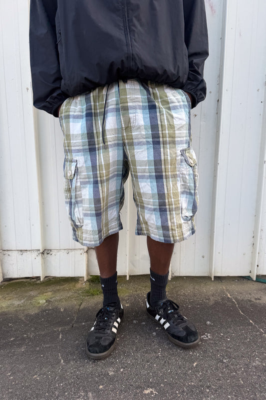 Green + blue plaid jorts ★ one size adjustable waist