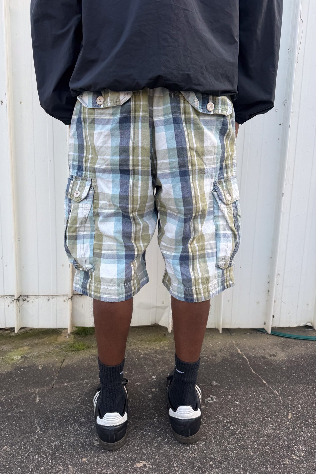 Green + blue plaid jorts ★ one size adjustable waist