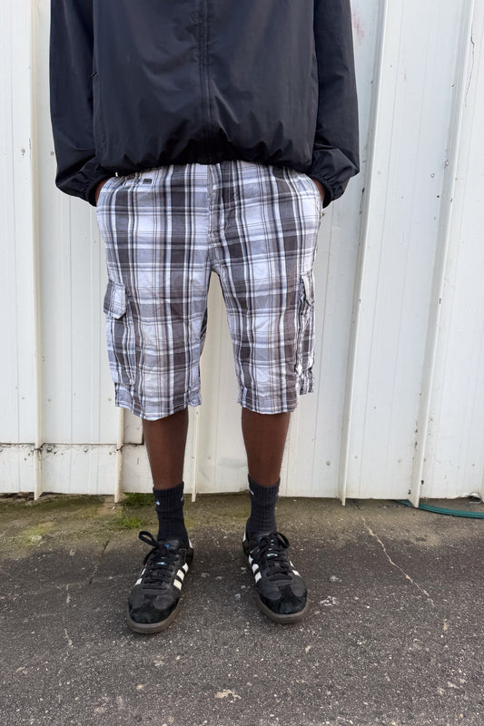 Grey + white plaid jorts ★ one size adjustable waist