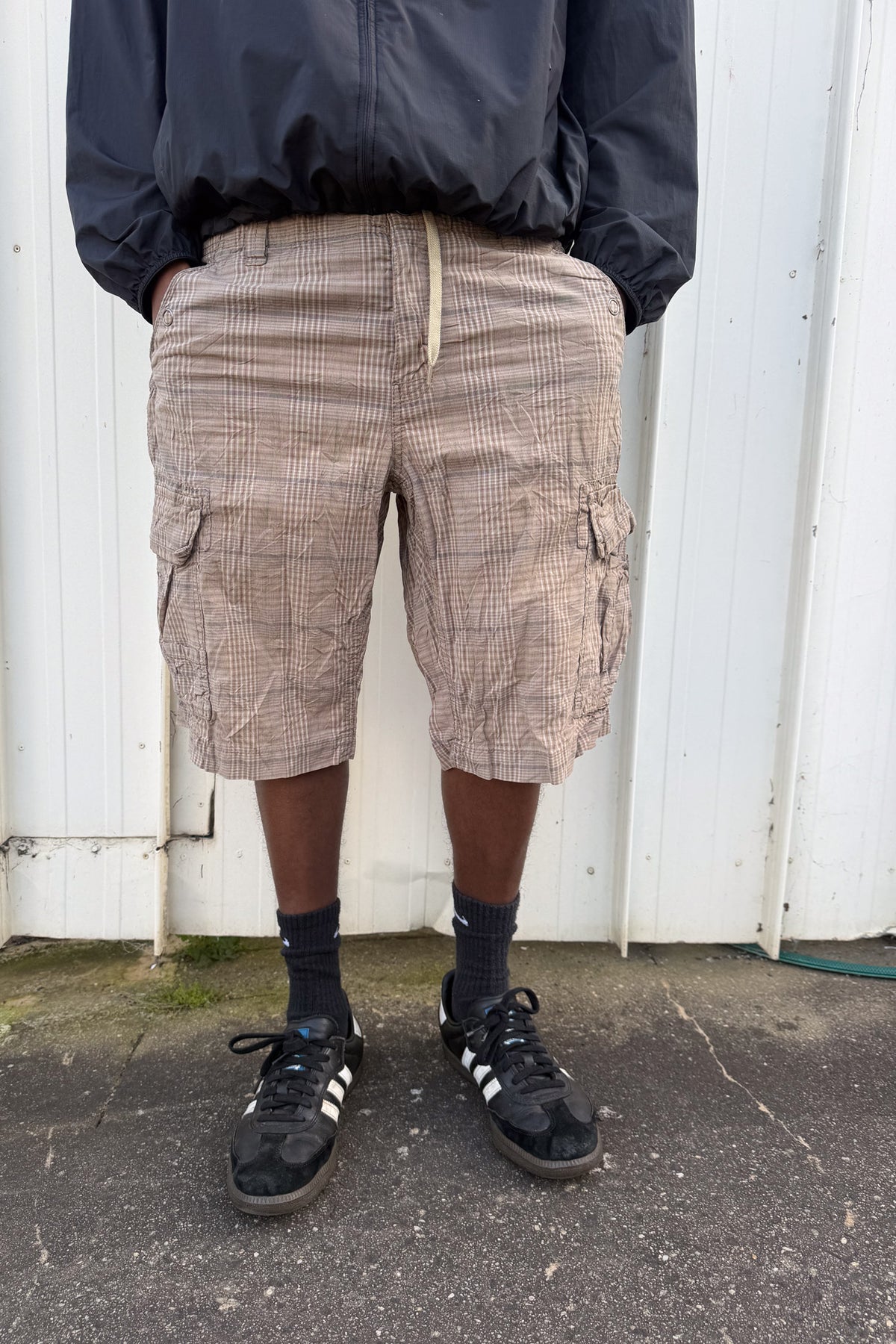Tan brown plaid jorts ★ one size adjustable waist