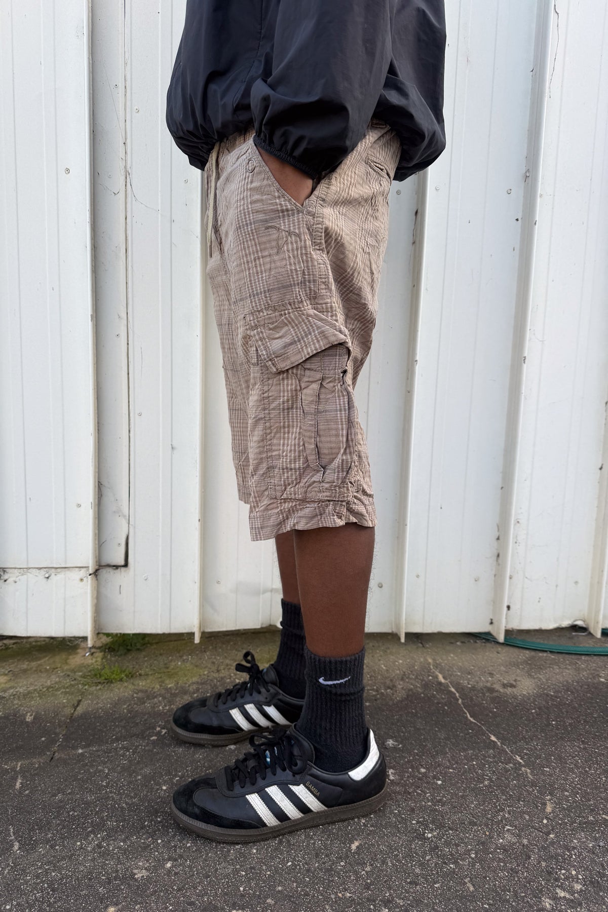 Tan brown plaid jorts ★ one size adjustable waist