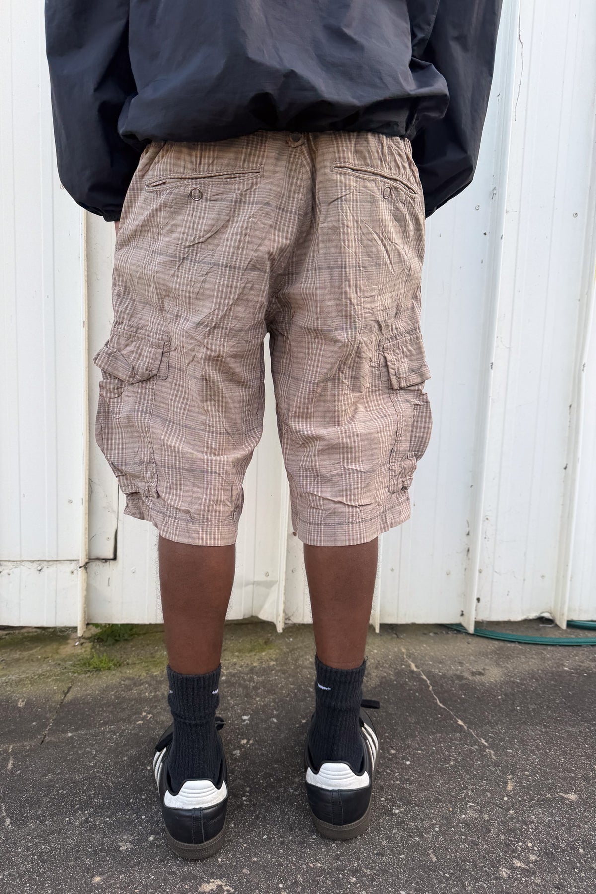 Tan brown plaid jorts ★ one size adjustable waist