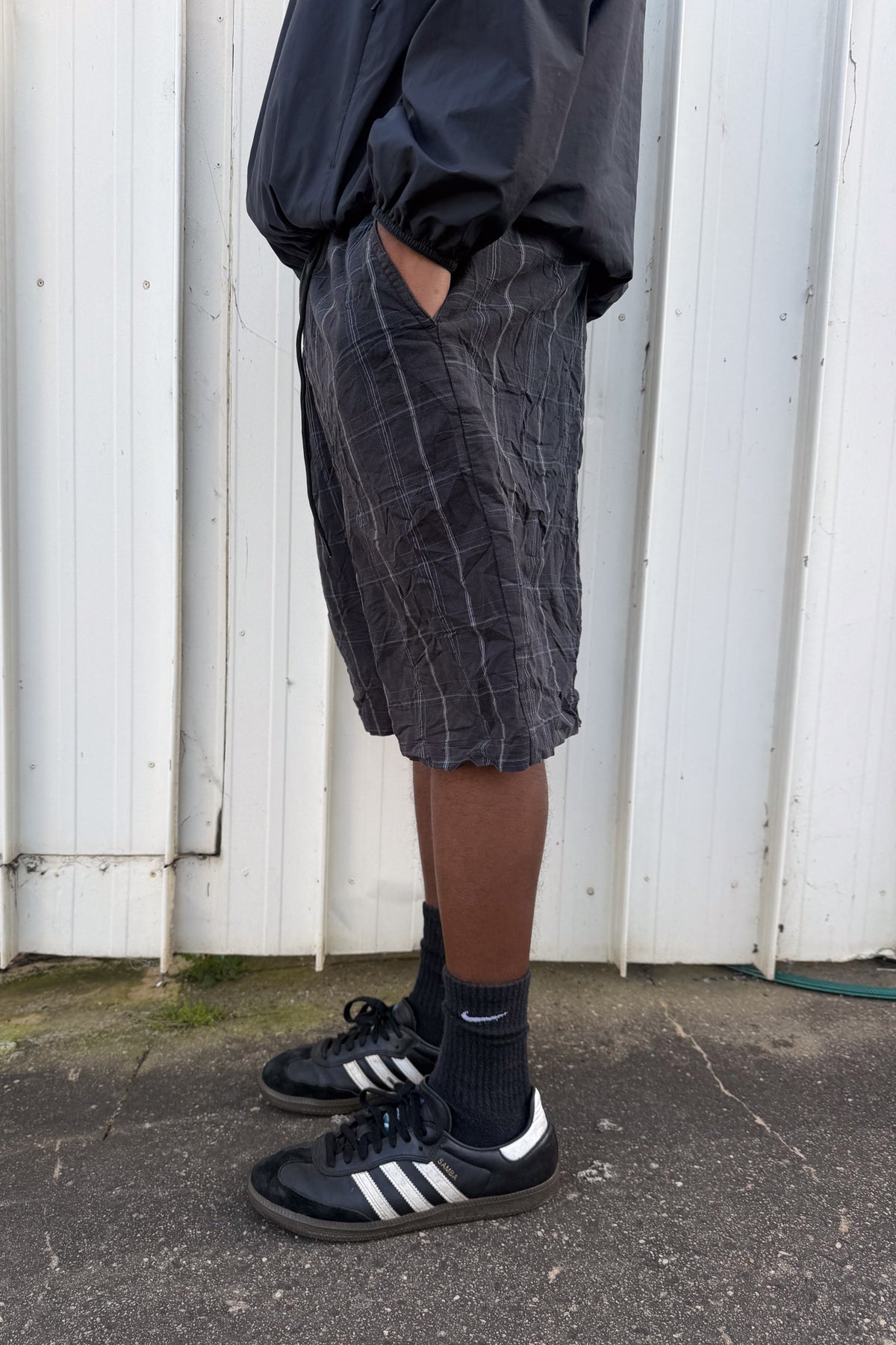 Balck + blue plaid jorts ★ one size adjustable waist