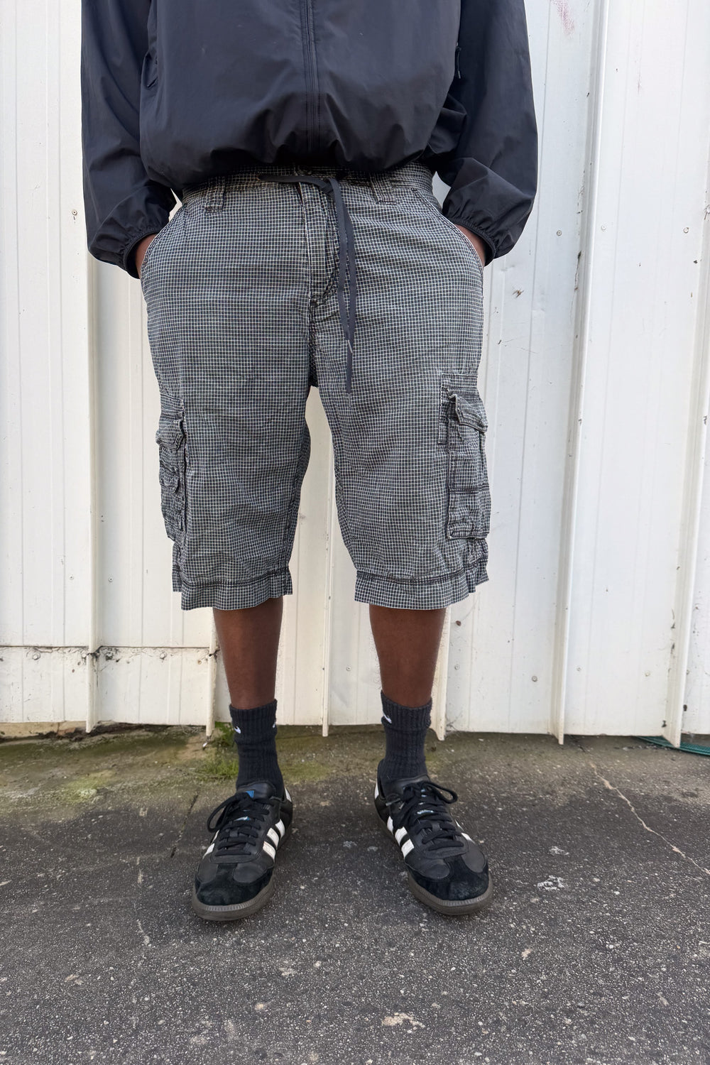 Black + white plaid jorts ★ one size adjustable waist