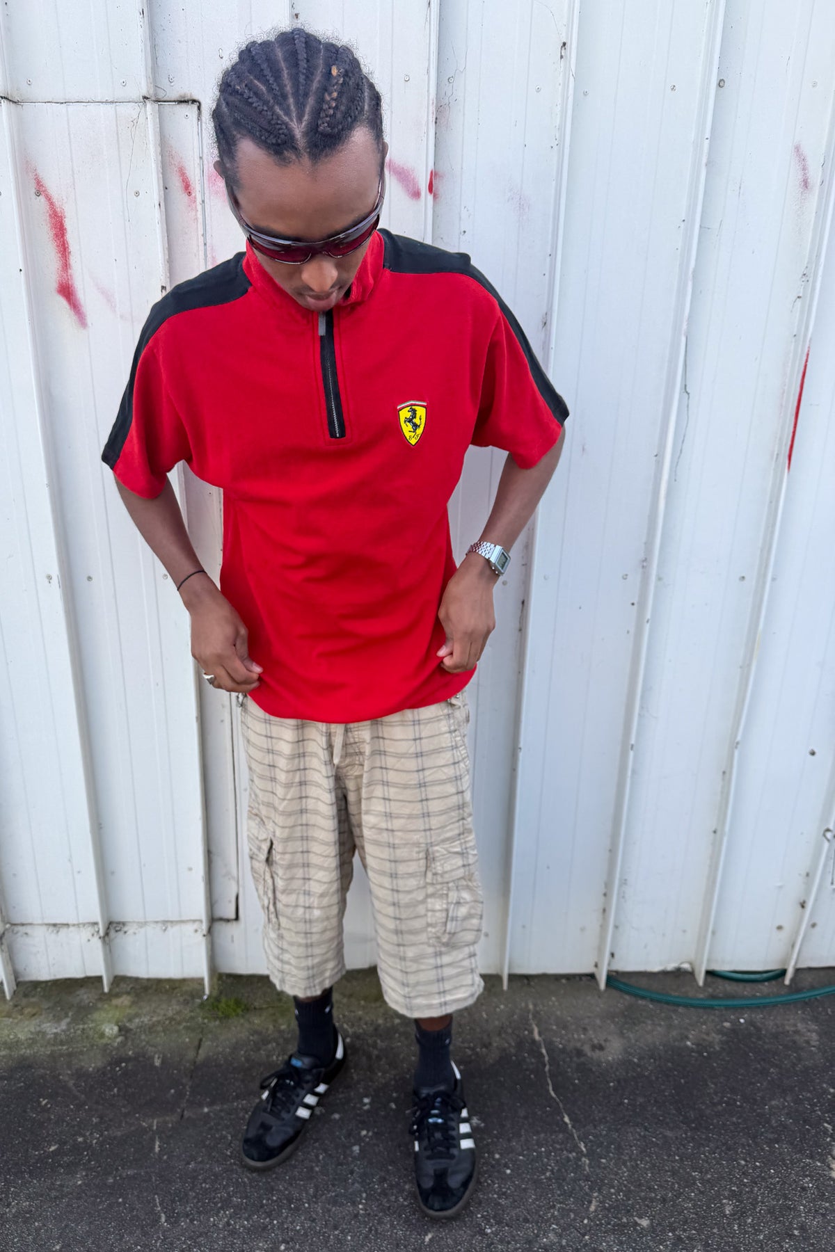 FERRARI red quater zip tee ★ Size labelled medium
