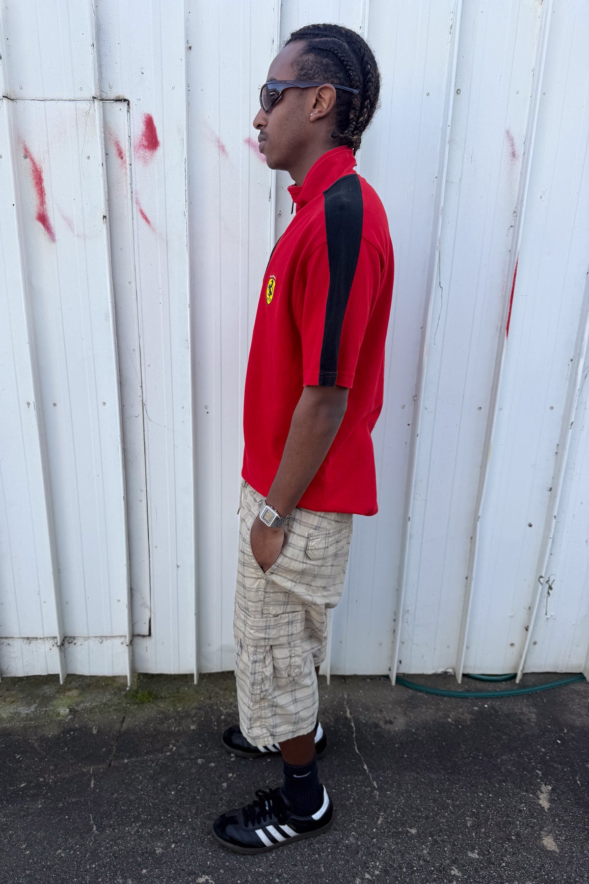 FERRARI red quater zip tee ★ Size labelled medium