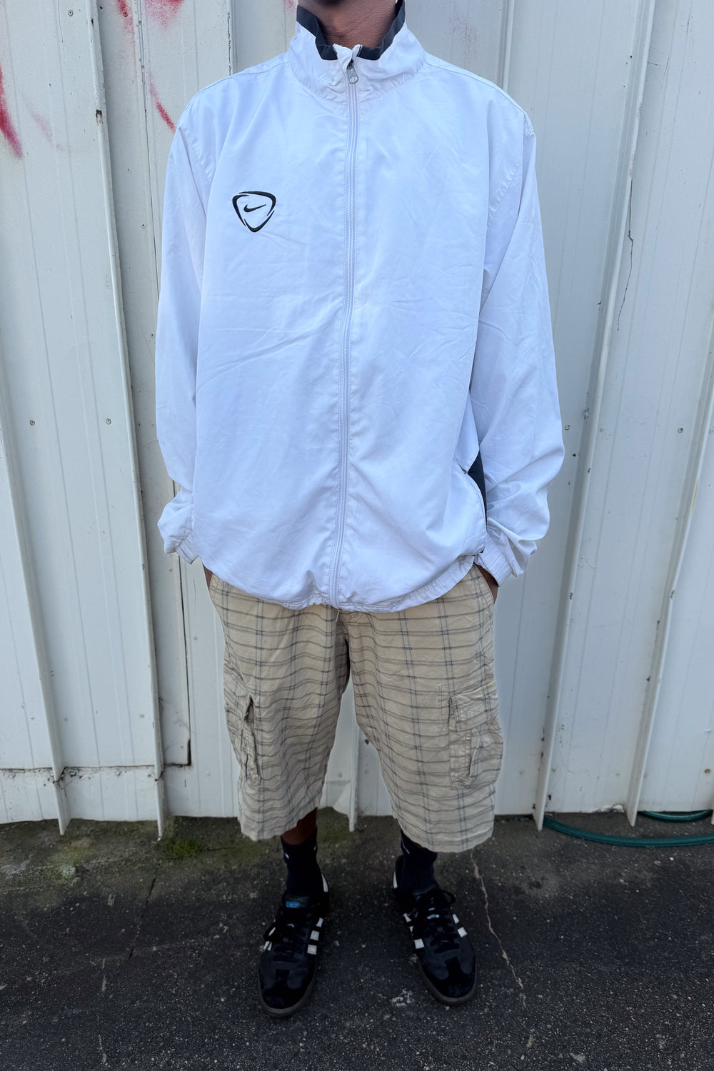 NIKE white + black track jacket ★ Size XL
