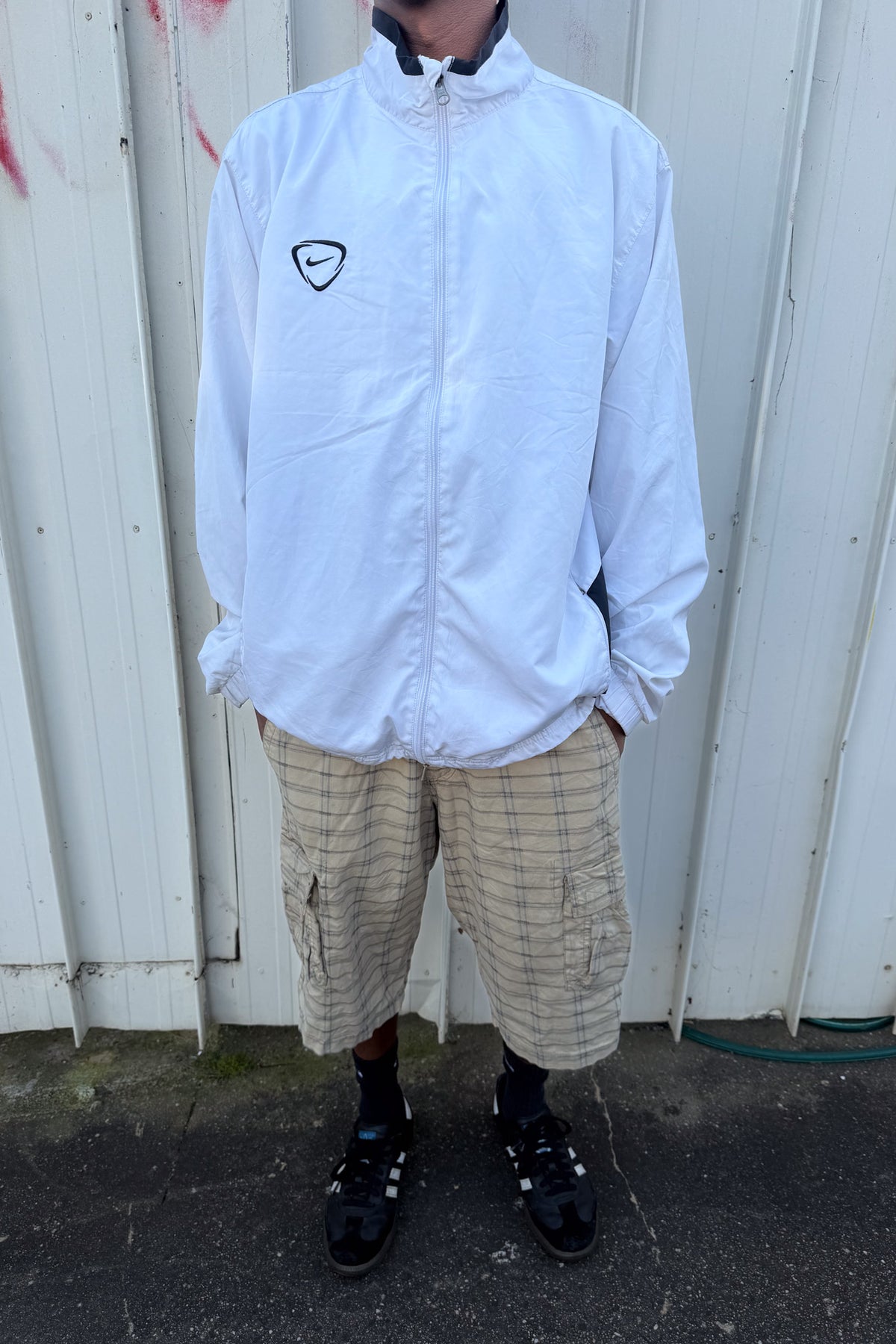NIKE white + black track jacket ★ Size XL