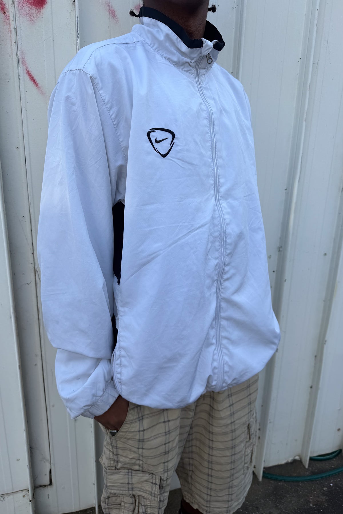 NIKE white + black track jacket ★ Size XL
