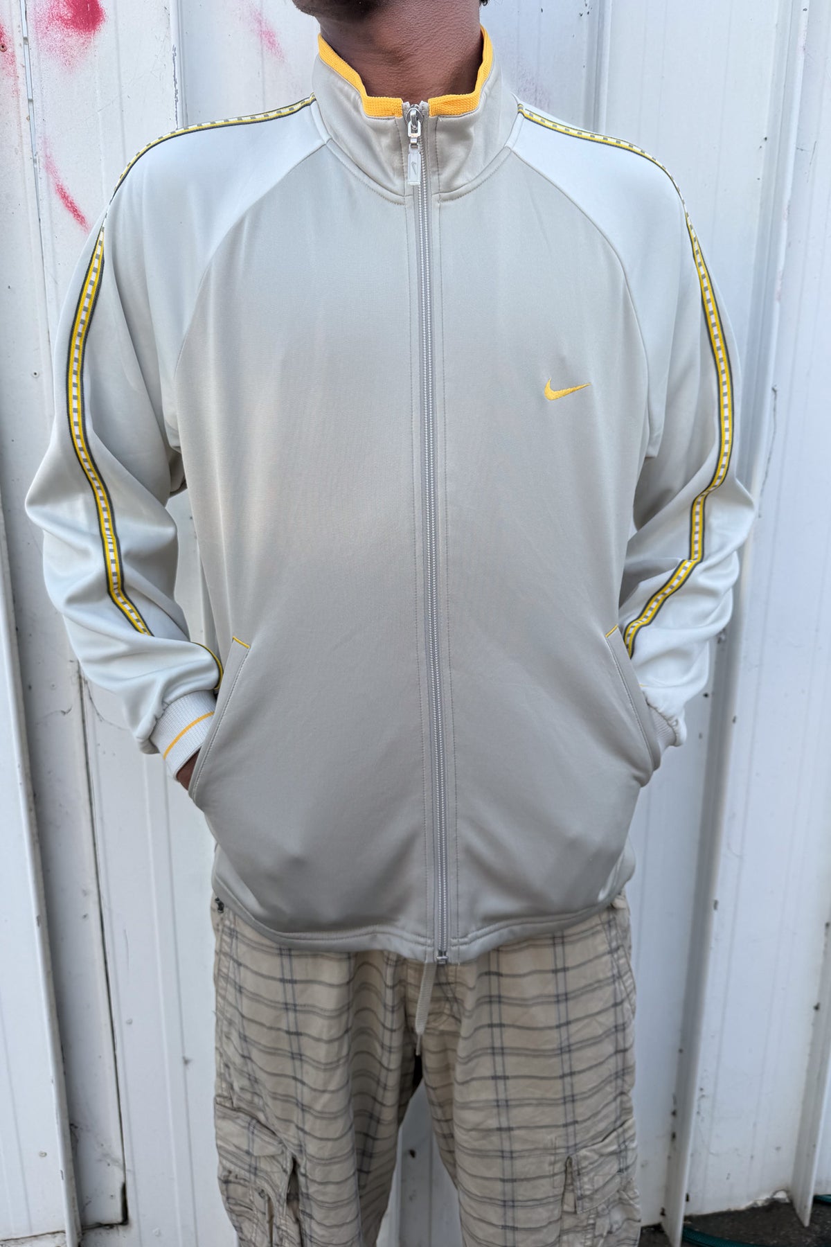 NIKE earl green + yellow track jacket ★ Size large