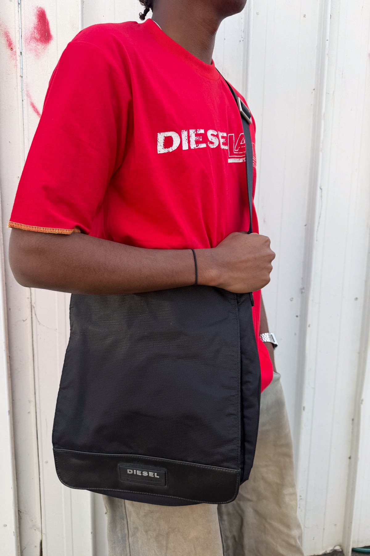 DIESEL black snap satchel bag ★