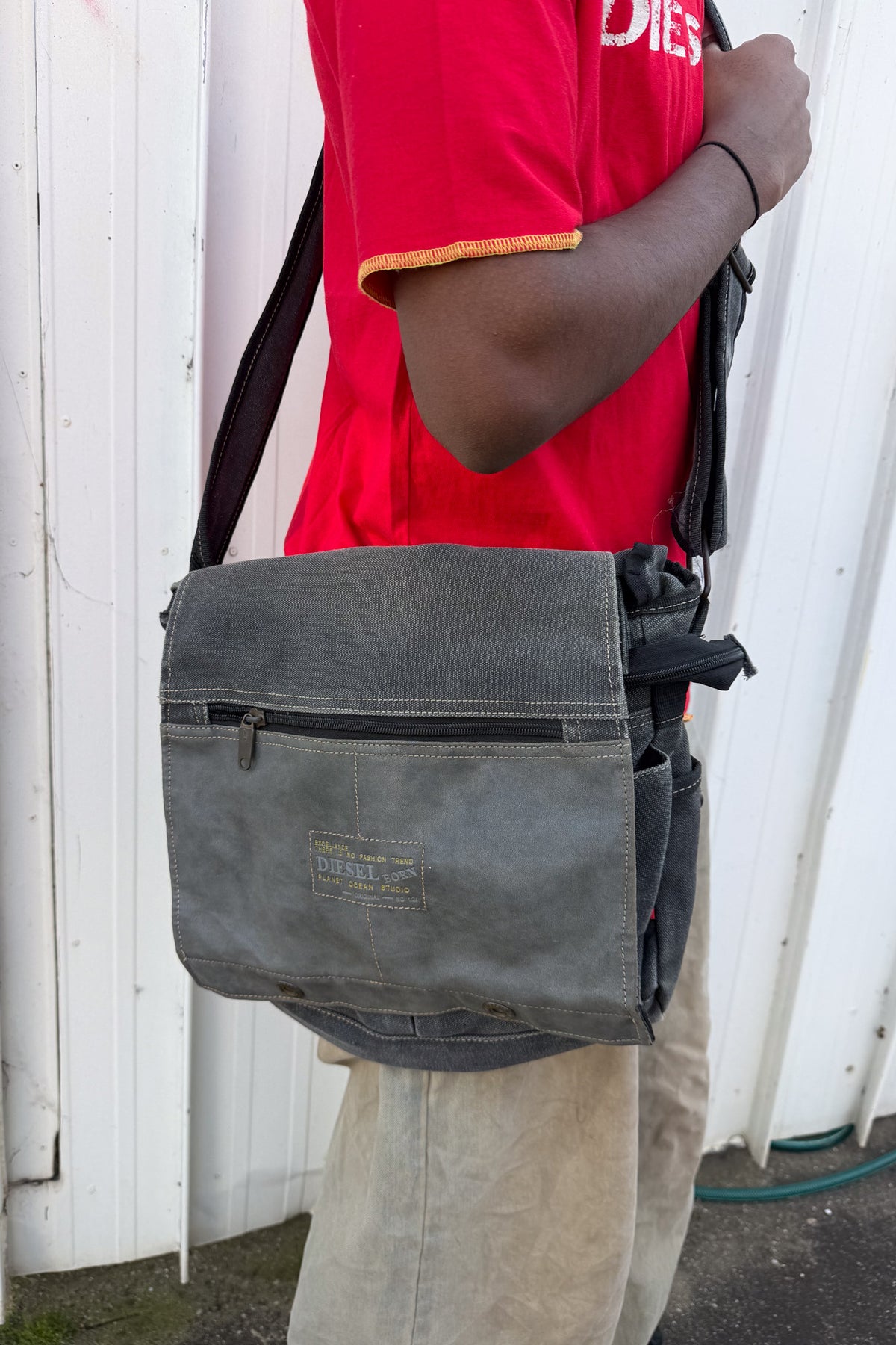 DIESEL charcoal satchel bag ★
