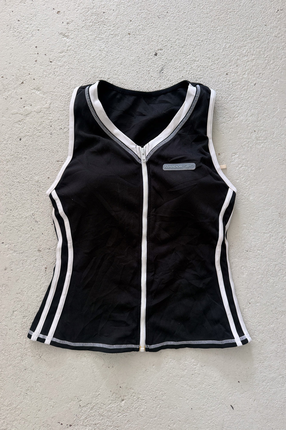 REEBOK black & white lined sport tank ★ Size estimated small