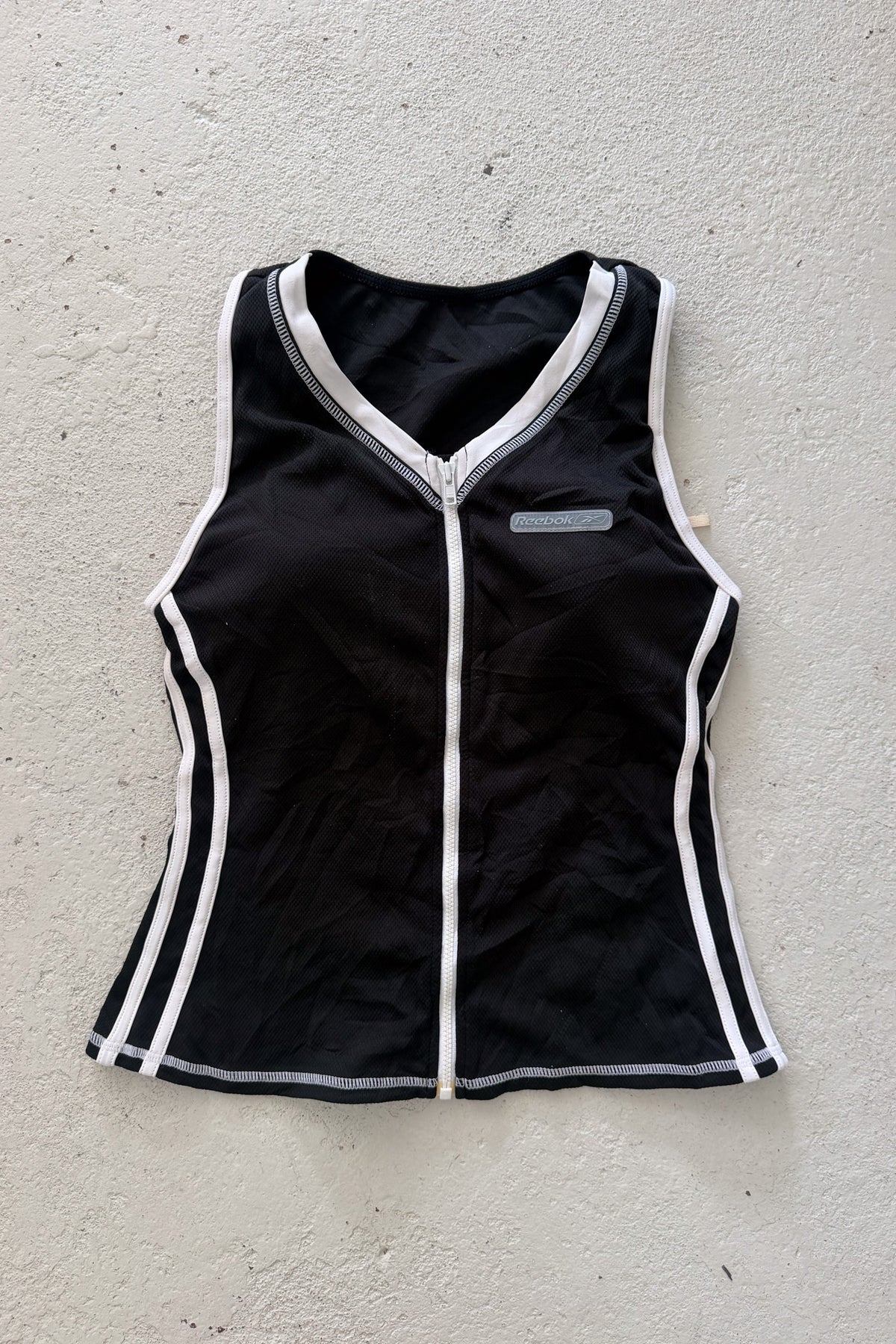 REEBOK black & white lined sport tank ★ Size estimated small