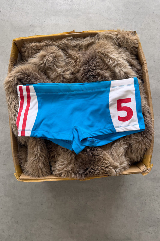 Blue '5' micro booty shorts ★ Size estimated small