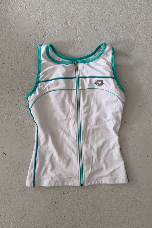 ARENA white & teal sport tank ★ Size estimated large