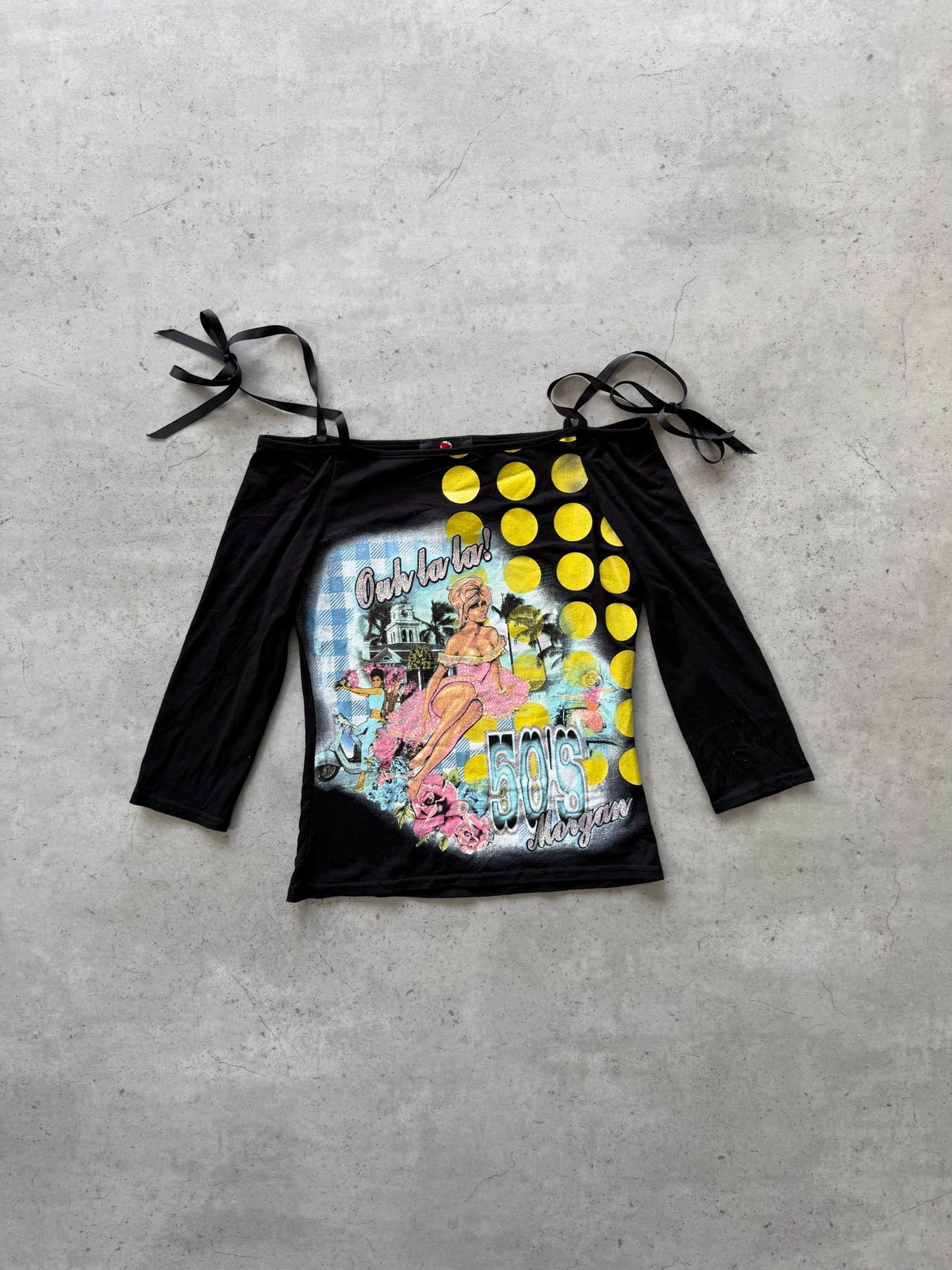 MORGAN DE TOI black graphic long sleeve top ★ Size est small